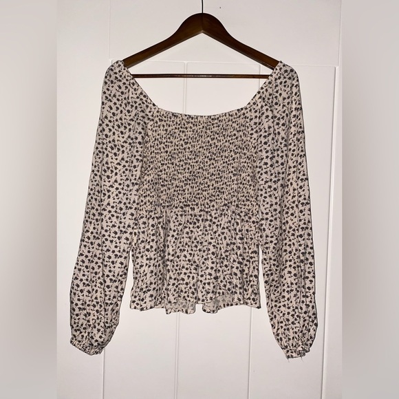 Japna Crème Floral Babydoll Milkmaid Balloon Sleeves Blouse Women L Cottagecore - Picture 6 of 7